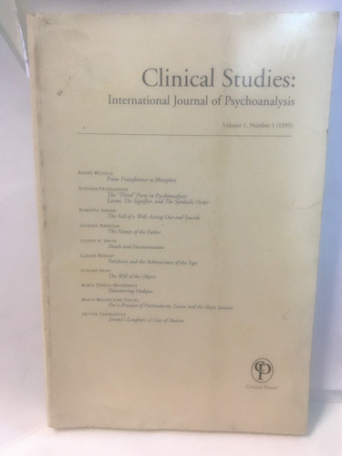 Clinical Studies International Journal Of Psychoanalysis