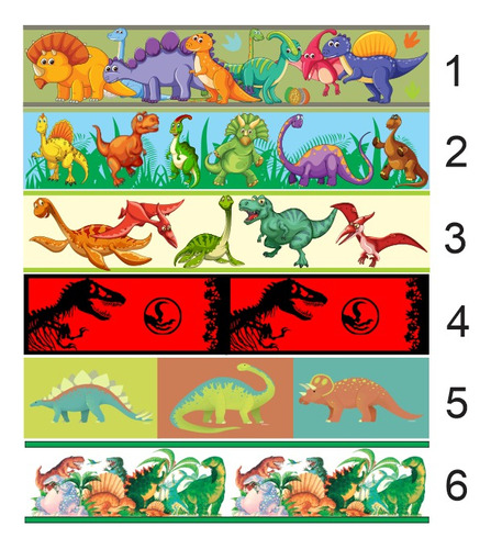 Cenefas Infantiles Para Niños Dinosaurios - 5 De 1mx20cm  