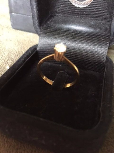Anel Solitário Ouro 18k Com Diamante 25 Pontos