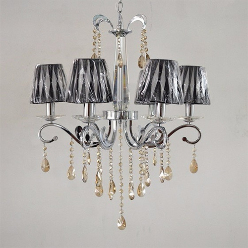 Lustre De Cristal Luisa Champagne 6 Lampadas