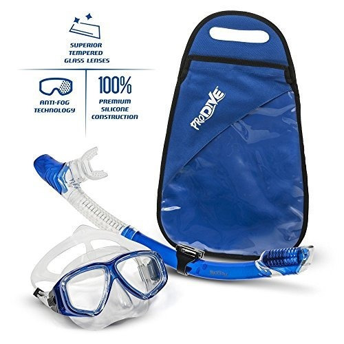 Imagen 2 de 6 de Prodive Premium Dry Top Snorkel Set - Máscara De Buceo De Vi
