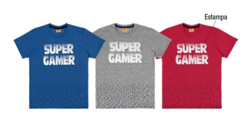 Camiseta Menino Super Gamer Rolú 90543 - Tam 4 À 10