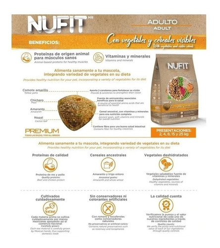 Imagen 3 de 3 de Nufit Perro Adulto 8 Kg By Nupec