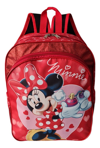 Mochila Escolar Minnie Perfume Lisa Grande Costas Meninas Cor Vermelha