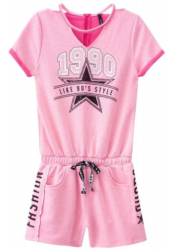 Macacão Juvenil Rosa Moletinho Lilimoon 90's Style 38997