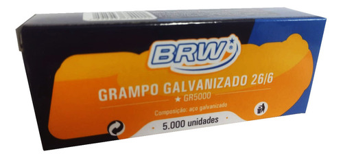 5000 Grampo Galvanizado Para Grampeador 26/6 (1cx) Cor Preto 110