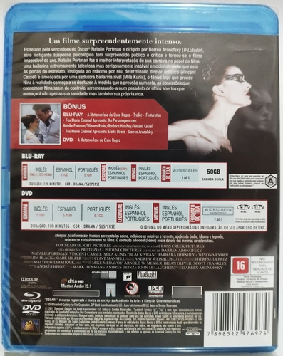 Blu-ray + Dvd Cisne Negro (natalie Portman) Novo Lacrado