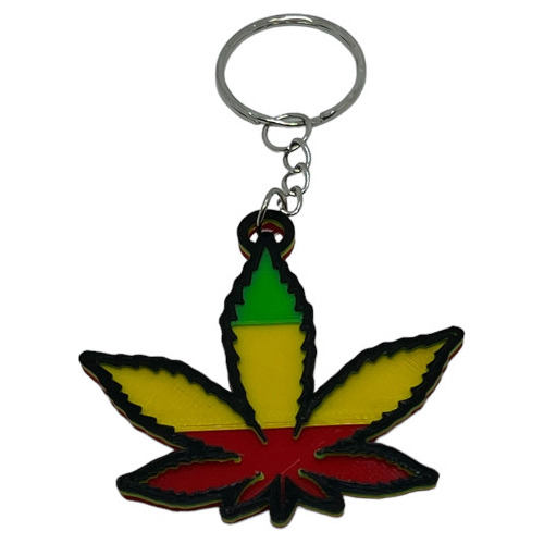 Llavero Impreso En 3d / Diseño Marihuana Tricolor