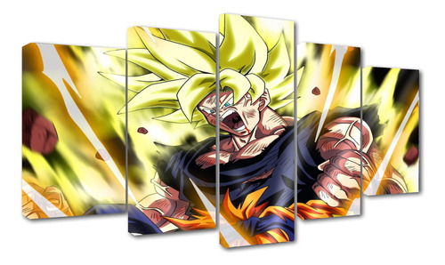 5 Cuadros Decorativos Dbz Goku Ssj Grito Pelea 100x56cm