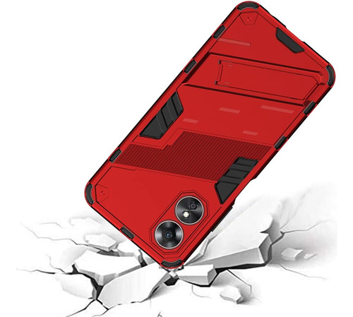 Funda Punk Uso Rudo Carcasa Para Oppo A17/oppo A17k +mica Rojo Oppo A17 / Oppo A17k