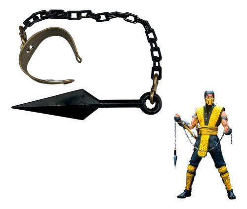 Katana Scorpion + Kunai Con Cadena Y Brazalete Mortal Kombat Color Negro