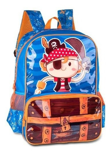 Mochila De Costas G 16 Infantil Piratinha Clio Style - 3071 Cor Azul