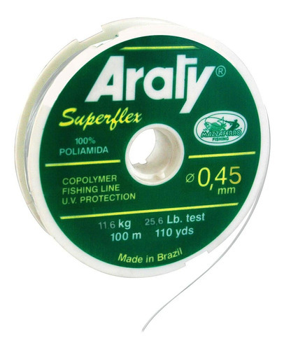 Nylon Natural Araty Superflex 100mts 0.45 Mm Araty B 0.45