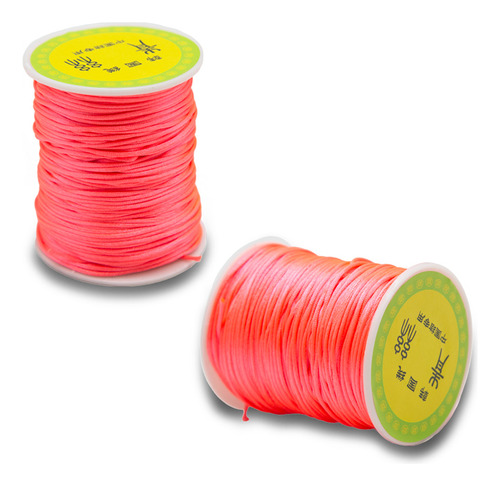 Hilo Cordón Cola De Ratón Rayon C- Rosado Fluor 1mm 80 Mtrs