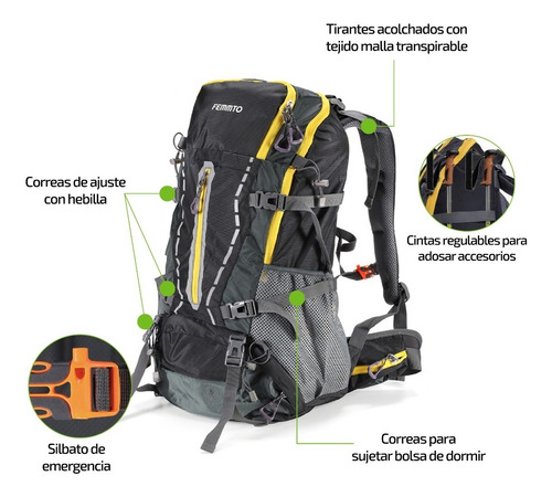 Imagen 3 de 9 de Mochila Tactica De Camping Trekking 45 Lts Mochilero Viaje