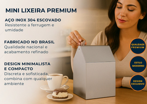 Lixeira Inox Pequena Para Banheiro Elegante E Clean
