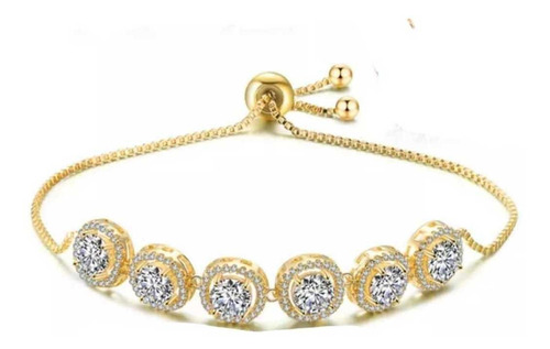 Pulsera Cristal Austriaco Y Oro Laminado 18k 5circles Regalo