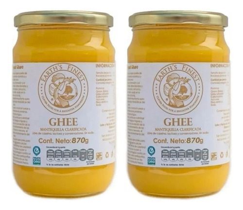 2x Mantequilla Clarificada Ghee Earth's Finest 2 Frasco 870g