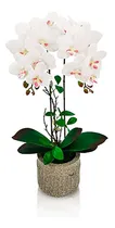 Comprar Planta Orquídea Artificial Flor Vara Grande Maceta Elegante