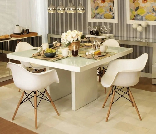 Sillones Eames Cocina Comedor Plastico Y Patas De Madera X 2 Asiento Negro
