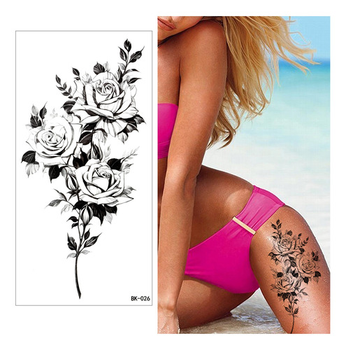 Tatuaje Temporal De Flores De 8 Hojas, Tatuaje Temporal Impe