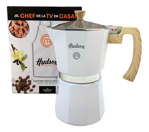 Cafetera Italiana Aluminio Esmaltado Induccion  Hudson 9 Tzs