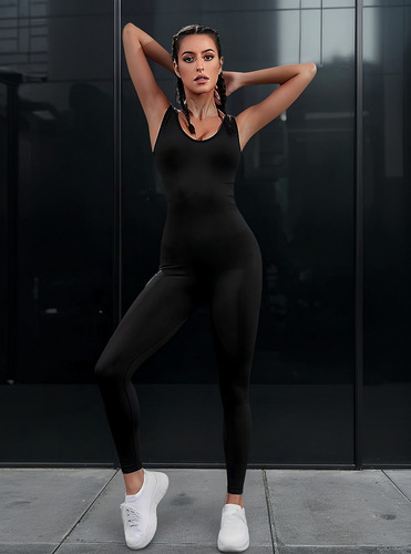 Catsuit Deportivo Largo Invierno Push Up Seamless Premium Negro Lisa M