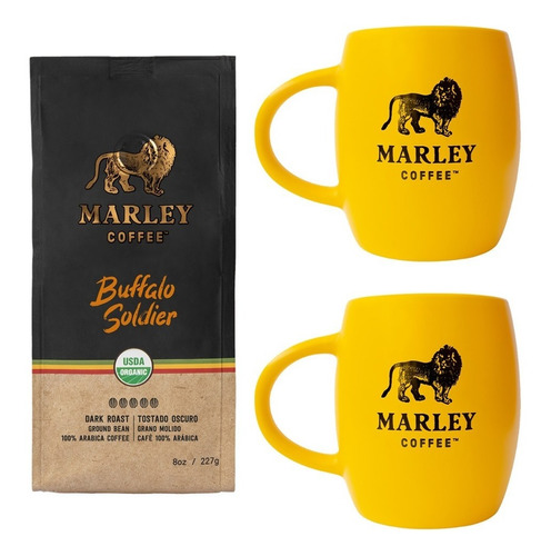 Imagen 1 de 5 de Café Molido Marley Coffee + 2 Tazas Marley Mug