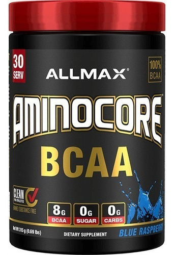 Allmax Aminocore Bcaa Aminoácidos Esenciales 30 Servicios Sabor Mora azul