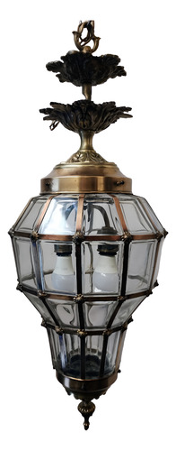 Antiguo Y Enorme Farol Versalles Burbuja Bronce Y Cristal (Usado)