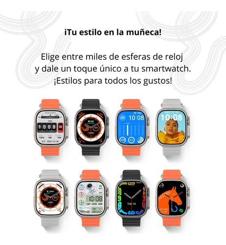 Reloj Smartwatchh Hombre Cuadrado Llamadas Deportivo Dt N0.1 Naranja Mesh Dt8 Ultra Plus Naranja Doble Malla Film Naranja