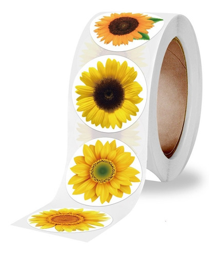 Rollo 300 Pegatina Autoadhesivo Sticker Etiqueta Girasol