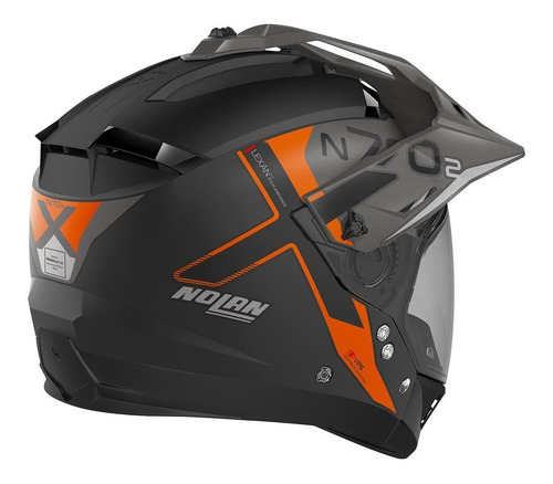 Casco Nolan N70-2x Bungee N-com Doble Proposito Naranja Gris