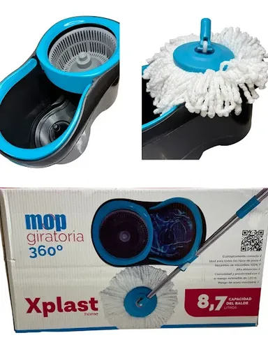 （もふもふ） Mop Giratório 360 Balde Centrífuga 8,7l Microfibra Cabo Inox