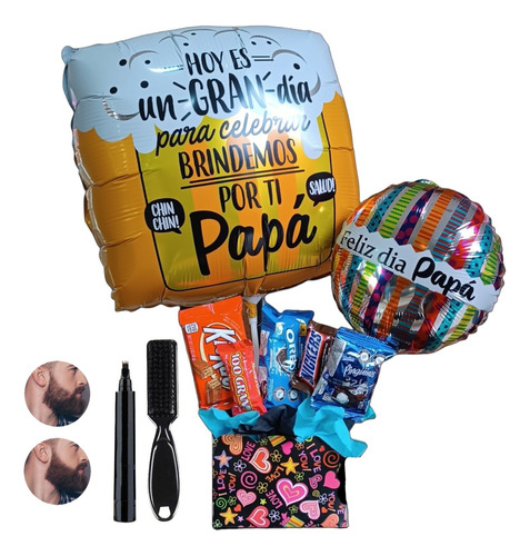 Arreglo De Regalo Combo Barbudo (bear Pen + Globos + Chuches