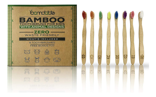 Cepillo De Dientes De Madera De Bambu Bamdable Con Diseños