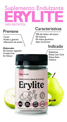 Erylite Natier Endulzante A Base De Plantas 250gr Artesanal