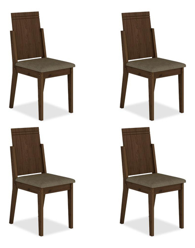 Conjunto 4 Cadeiras Berna Imbuia/suede Capuccino - Ma Cor Imbuia/capuccino 02 Cor da estrutura da cadeira Imbuia Desenho do tecido TECIDO SUEDE