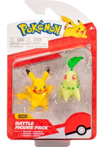 Figura Pikachu + Chikorita / Pokemon Doble - Gw041