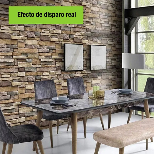 Imagen 6 de 9 de Papel Pintado De Piedra Losa Autoadherente Pared De Ladrillo