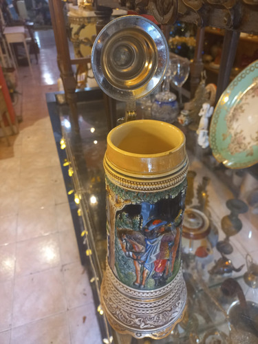 Antiguo Tankard Aleman Musical Cerveza 35 Cm (Usado)