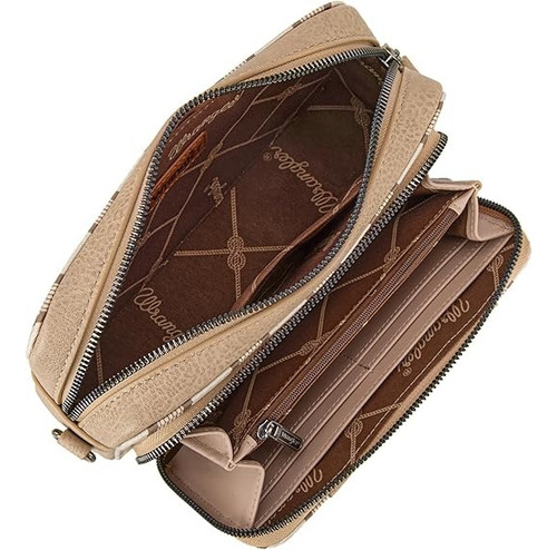Cartera Deportiva Wrangler Cowgirl D Importada Original Caqui Rayas