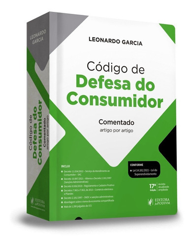 Código De Defesa Do Consumidor Comentado Artigo Por Artigo, De Leonardo Garcia., Vol. Único. Editora Juspodivm, Capa Mole Em Português, 2022