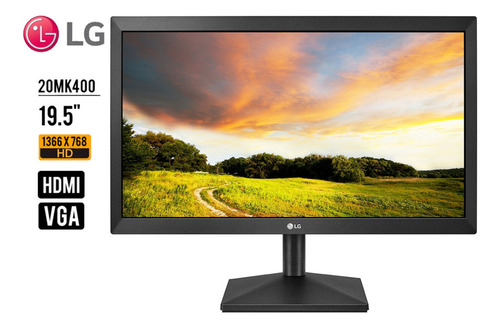 Monitor LG 19.5 Pulgadas Gamer 75hz Led 20mk4 Hdmi 19 20 Color Negro