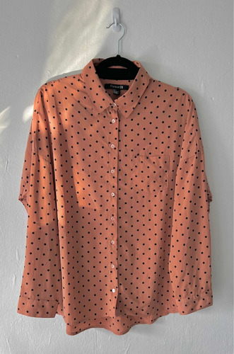 Camisa Lunares Negros De Forever 21 Oversize Larga Mujer.