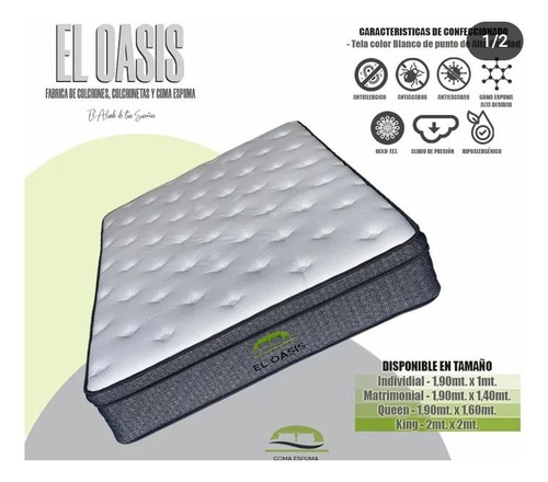 Colchon Individual Resorte Semi Ortopedico  El Oasis 1x190