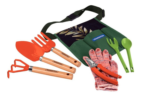 Kit Set Jardineria 8 Piezas Palitas + Cinturon Tramontina