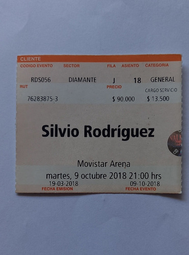 Entrada Silvio Rodriguez Año 2018
