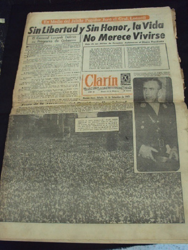 Diario Clarin (24 Setiembre De 1955) Golpe De Estado A Peron