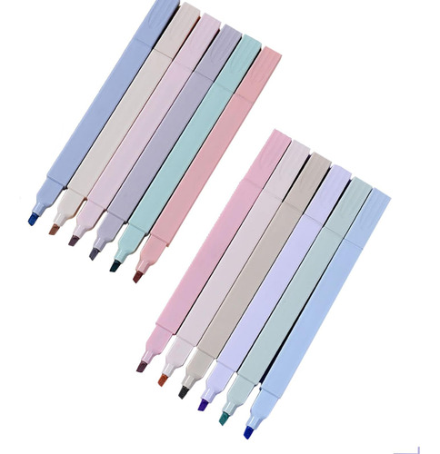 Resaltadores Estéticos Colores Pastel, 12 Bolígrafos Secado